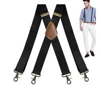 Generico Mens Suspenders For Jeans - Polyester Rubber Copper | Adjustable Elastic Work Suspenders Under Clothes | Fashionable Clothing Accessory For Formal Events Daily Wear, Negro, riferimento