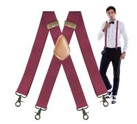 Generico Mens Suspenders For Jeans - Polyester Rubber Copper | Adjustable Elastic Work Suspenders Under Clothes | Fashionable Clothing Accessory For Formal Events Daily Wear, Wine Red,