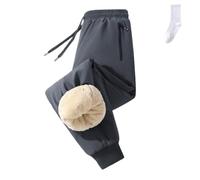 Genérico Men's Thermal Pants Winter Plush Lined Sweatpants,Waterproof Windproof Soft Casual with Zipper Pockets for Cold Weather (FR/ES, Letras, L, Regular, Regular, Gray Beam Mouth)