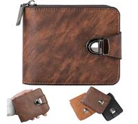 Genérico Men's Vintage Compact Zipper Wallet - Business-Style Vintage Coin Purse, Compact and Portable, Gift for Men's Birthday (Coffee)