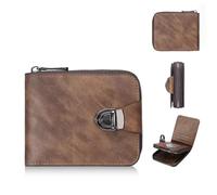 Genérico Men's Vintage Compact Zipper Wallet, Business-Style Vintage Coin Purse, Multiple Card Slots, Gift for Mens Birthday (Brown)