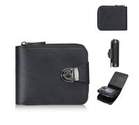 Genérico Men's Vintage Compact Zipper Wallet, Business-Style Vintage Coin Purse, Multiple Card Slots, Gift for Mens Birthday (Black)