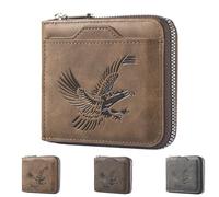 Genérico Men's Vintage Eagle Embossed Short Wallet, Men’s Eagle Emblem Wallet, Business Multi Card Slot Wallets for Daily Use (Light Brown)