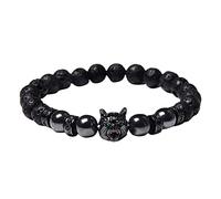 Genérico Mensaje Regalo Joyas con Dije Cabeza de Lobo con Cuentas Redondas, Pulsera de Ojo de Natural, Pulsera de Perlas para Pulsera Perlas Pequeñas 8 Anillos, A, Piedra, No es una piedra preciosa