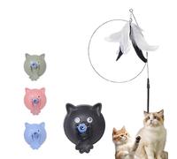 Genérico Meowmastery Toy, Puffpetshop - Meowmastery Toy - with 3 Types of Replacement Feathers, Precision Hand-Sewn Simulated Feathers, Exercise and Entertainment for Active Felines (Black)