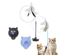 Genérico Meowmastery Toy, Puffpetshop - Meowmastery Toy - with 3 Types of Replacement Feathers, Precision Hand-Sewn Simulated Feathers, Exercise and Entertainment for Active Felines (Black+Blue)