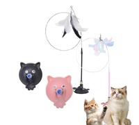 Genérico Meowmastery Toy, Puffpetshop - Meowmastery Toy - with 3 Types of Replacement Feathers, Precision Hand-Sewn Simulated Feathers, Exercise and Entertainment for Active Felines (Black+Pink)