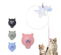 Genérico Meowmastery Toy, Puffpetshop - Meowmastery Toy - with 3 Types of Replacement Feathers, Precision Hand-Sewn Simulated Feathers, Exercise and Entertainment for Active Felines (Pink)