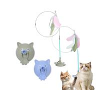 Genérico Meowmastery Toy, Puffpetshop - Meowmastery Toy - with 3 Types of Replacement Feathers, Precision Hand-Sewn Simulated Feathers, Exercise and Entertainment for Active Felines (Blue+Green)