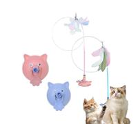 Genérico Meowmastery Toy, Puffpetshop - Meowmastery Toy - with 3 Types of Replacement Feathers, Precision Hand-Sewn Simulated Feathers, Exercise and Entertainment for Active Felines (Blue+Pink)
