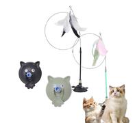 Genérico Meowmastery Toy, Puffpetshop - Meowmastery Toy - with 3 Types of Replacement Feathers, Precision Hand-Sewn Simulated Feathers, Exercise and Entertainment for Active Felines (Black+Green)