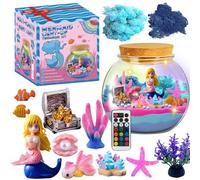Genérico Mermaid Terrarium Kit, 14x14cm ABS Small Garden DIY Set with LED Night Light and Remote for Girls, STEM Science, Aquarium Crafts, Sea Creature Decoration, Birthday, Christmas
