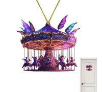Generico Merry-Go-Round Ornament, Acrylic Festive Colorful Lights Merry-Go-Round Pendant, Compact Wooden Horse Decoration for Family Friends Colleagues, Carousel Horse Ornament, Merry-Go-Round Decor
