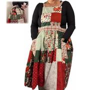 Genérico Merry Stitch Christmas Apron, Vintage-Inspired Patchwork Quilted Cooking Apron, Xmas Kitchen Holiday Aprons Gift for Mom