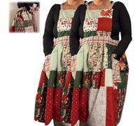 Genérico Merry Stitch Christmas Apron, Vintage-Inspired Patchwork Quilted Cooking Apron, Xmas Kitchen Holiday Aprons Gift for Mom