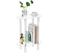 Genérico Mesa Auxiliar de acrílico Transparente - Mesita de Noche Ovalada de 2 Niveles con Extremo Mesa de exhibición de Bebidas compacta Accesorio para Muebles Elegante, Duradero y | Pequeños