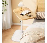 Genérico Mesa Auxiliar en Forma de C con Altura Ajustable, Mesa Auxiliar Moderna en Forma de C de Nogal con Altura Ajustable y Tablero Giratorio de 360°, Mesa de Centro pequeña para sofá/Cama/bañera,
