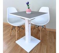 Generico Mesa bar | Bistrot | Restaurante cuadrado con pie central 60/70/80 cm colores surtidos (Arena FT62 efecto tela - blanco, 60 x 60)