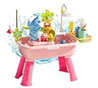 Genérico Mesa De Agua - Centro Actividades Eléctrico con Bomba Y Juego Pesca | Piscina Sensorial Regalo Interior Exterior | Set Lavabo Actividad Estanque Niños