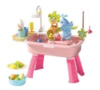 Generico Mesa de agua para niños - Juego para niños, agua corriente eléctrica con juego de pesca | con grifo para actividades para niños de 3 + y 4 - 8 años, juguetes educativos Sentido