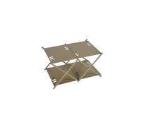 Genérico Mesa de Almacenamiento Plegable portátil for Barbacoa, Camping, 2 estantes, 3 Paneles aleación Aluminio for Exteriores, 4(2 Layer Khaki)