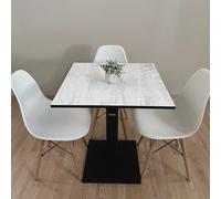 Generico Mesa de bar | Bistrot | Restaurante cuadrado con pie central 60/70/80 cm colores surtidos (blanco antiguo A428 - negro, 80 x 80)