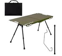 Genérico Mesa de Camping Portátil, Escritorio Plegable Barbacoa para Jardín, Mesa de Picnic Portátil con Altura Ajustable y Portavelas para Autocaravana Jardín Barbacoa Playa Patio Trasero