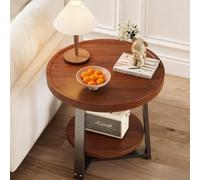 Genérico Mesa de Centro Redonda, Mesa Auxiliar Salon Mesas de Centro Pequeñas Marco de Acero, para Sala de Estar, Montaje Fácil Marrón Rústico y Negro(Nesting Tables C)