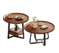 Genérico Mesa de Centro Redonda, Mesita de Sofá con Dos Estantes, Mesa Auxiliar uego de 2 Mesas Auxiliares para Salón, Dormitorio Mesita de Sofá con Espacio de Almacenamiento(Nesting Tables C)