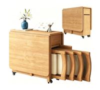 Genérico Mesa De Comedor Plegable con 4 Sillas Y Almacenamiento | Mesa Extensible Abatible Con Ruedas,escritorio Multifuncional Para Hogares Pequeños