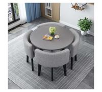 Genérico Mesa de Conferencia Redonda Cuadrada Moderna, con 4 Sillas, con Patas de Mesa de Metal, con Almohadillas Antideslizantes, for Sala de Estar, Comedor, Cocina(W,90cm/35.4in)