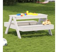 Genérico Mesa de picnic infantil madera maciza pino blanco para exterior, asientos con lamas cómodos, soporte 110 kg por plaza, ideal juegos de dibujo jardín parque escuela