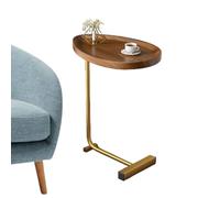 Generico Mesa de sofá en forma de C estrecha para sofá y | Mesa rústica con marco de metal, mesa de sofá delgada para salón, dormitorio, apartamentos o pic