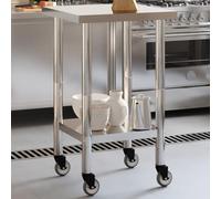 Genérico Mesa de Trabajo de Cocina con Ruedas Acero INOX 55x55x85 cm,Economía e Industria,Restauración-376462