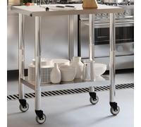 Genérico Mesa de Trabajo de Cocina con Ruedas Acero INOX 82,5x55x85 cm,Economía e Industria,Restauración-376463