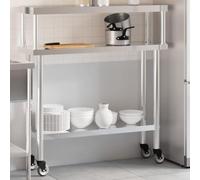 Genérico Mesa de Trabajo para Cocina con Estante Acero INOX 110x30x120cm,Economía e Industria,Restauración-3208897