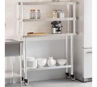 Genérico Mesa de Trabajo para Cocina con Estante Acero INOX 110x30x150cm,Economía e Industria,Restauración-3208905