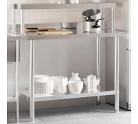 Genérico Mesa de Trabajo para Cocina con Estante Acero INOX 110x55x120cm,Economía e Industria,Restauración,17.5 KG,3208896