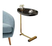 Genérico Mesa Lateral de té de sofá Final del sofá - Mesa de té rústico, de Fin en Forma de C | Lateral Moderna en Forma de C, C Que Espacio con Marco de Metal, Tapa de Madera para Sala d
