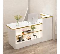 Genérico Mesa Plegable Ajustable para Oficina y hogar, Escritorio Sencillo, Mesa de Comedor, mostrador de recepción con iluminación LED, estación de Caja registradora, Escritorio de Secretaria, armar
