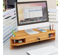 Genérico Mesa Plegable Ajustable para Oficina y hogar, Mesa de Comedor de Escritorio Simple, Soporte Elevador de Monitor de Madera, Estante de Escritorio de Esquina de 2 Niveles con cajón, Soporte TR
