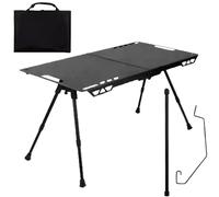 Genérico Mesa Plegable Camping - Tabla Parrilla Plegable - Mesa Compacta con Altura Ajustable y Portavelas para Viaje Playa Jardín y Exteriores