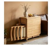 Genérico Mesa Plegable con Sillas Dentro para 4 Personas,Mesa Plegable Abatible con Ruedas para Cocina, Salón Y Reuniones Familiares, Diseño Compacto