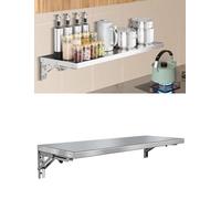 Genérico Mesa Plegable Flotante, Estante de Pared de Acero Inoxidable: Ahorra Espacio en la Cocina, el lavadero, el baño y el Bar.(29x50cm/11.4x19.7in)