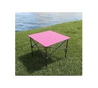 Genérico Mesa Plegable portátil for Exteriores con Tablero Enrollable de Aluminio y Bolsa de Transporte, for Patios y Playas.(Pink,95x55x50cm)