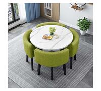 Genérico Mesa y Sillas de Comedor Redonda/Cuadrada, Conferencia Redonda, con 4 Sillas, Adecuada for Cocina, Patas de Goma Antideslizantes, for Sala de Estar(E,80cm/31.5in)