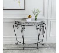 Genérico Mesas Consola con Almacenamiento, Escritorio para Pasillo, Mesa Auxiliar Estrecha, Mesa Consola semicircular, Mesa Auxiliar Moderna para sofá con Patas de Metal en Espiral y Tablero de MDF,