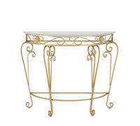 Genérico Mesas Consola con Almacenamiento, Escritorio para Pasillo, Mesa Auxiliar Estrecha, Mesa Consola semicircular, Mesa Auxiliar Moderna para sofá con Patas de Metal en Espiral y Tablero de MDF,