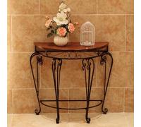 Genérico Mesas Consola con Almacenamiento, Escritorio para Pasillo, Mesa Auxiliar Estrecha, Mesa Consola semicircular, Mesa Auxiliar Moderna para sofá con Patas de Metal en Espiral y Tablero de MDF,