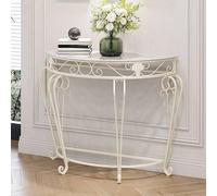 Genérico Mesas Consola con Almacenamiento, Escritorio para Pasillo, Mesa Auxiliar Estrecha, Mesa Consola semicircular, Mesa Auxiliar Moderna para sofá con Patas de Metal en Espiral y Tablero de MDF,